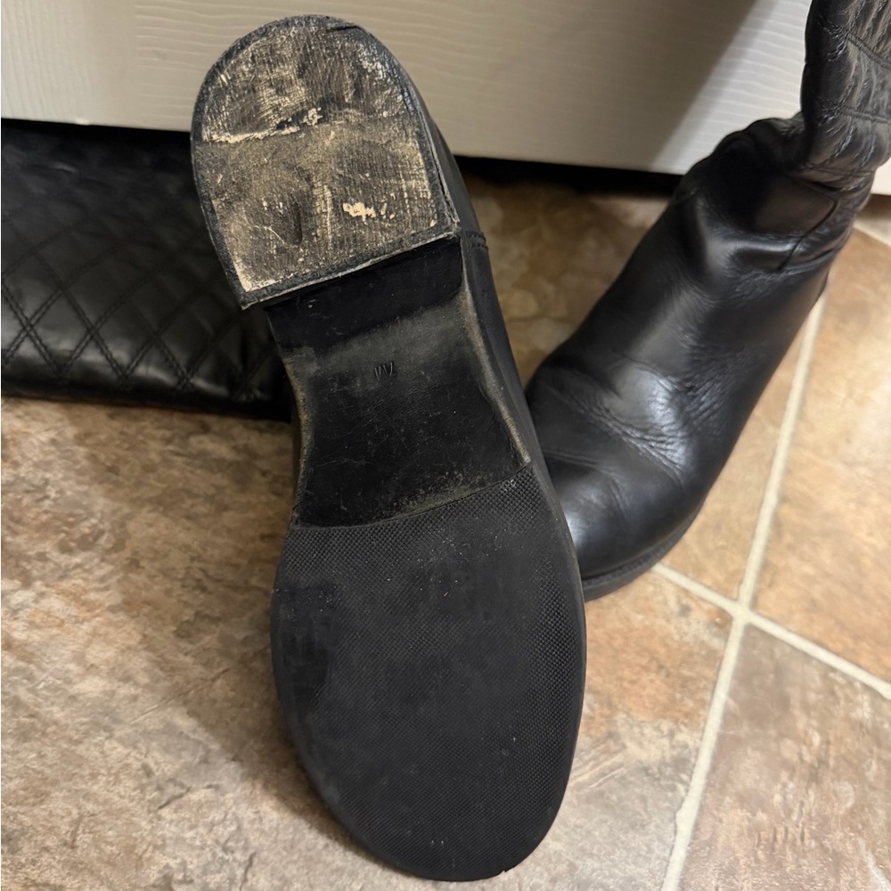 Tory Burch Black Quilted Leather Boots - Picture 2 of 4